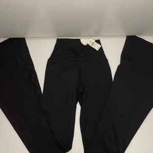 XXS Aerie Black High Waisted Ruched Flare Leggings